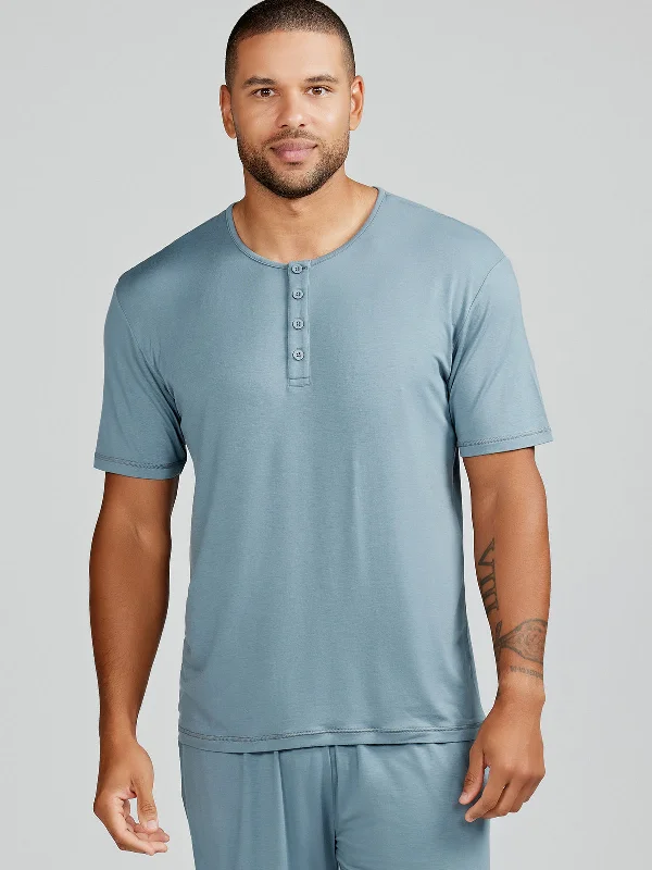 Travel Short Sleeve TopsBamboo Silk Sleep Short Sleeve Henley