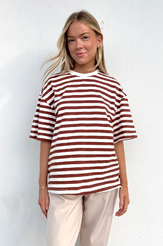 High-Fashion T-ShirtsBlair Tee Brown Stripe