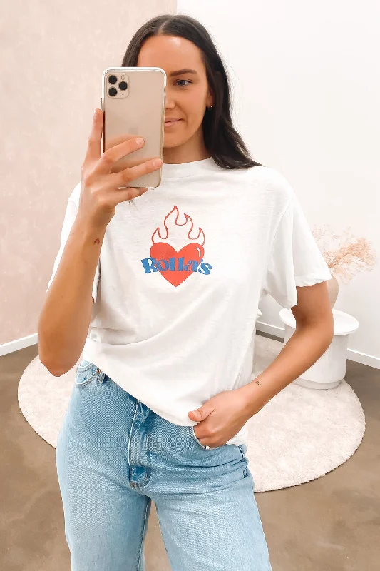 Painted T-ShirtsBurning Hearts Tomboy Tee Vintage White