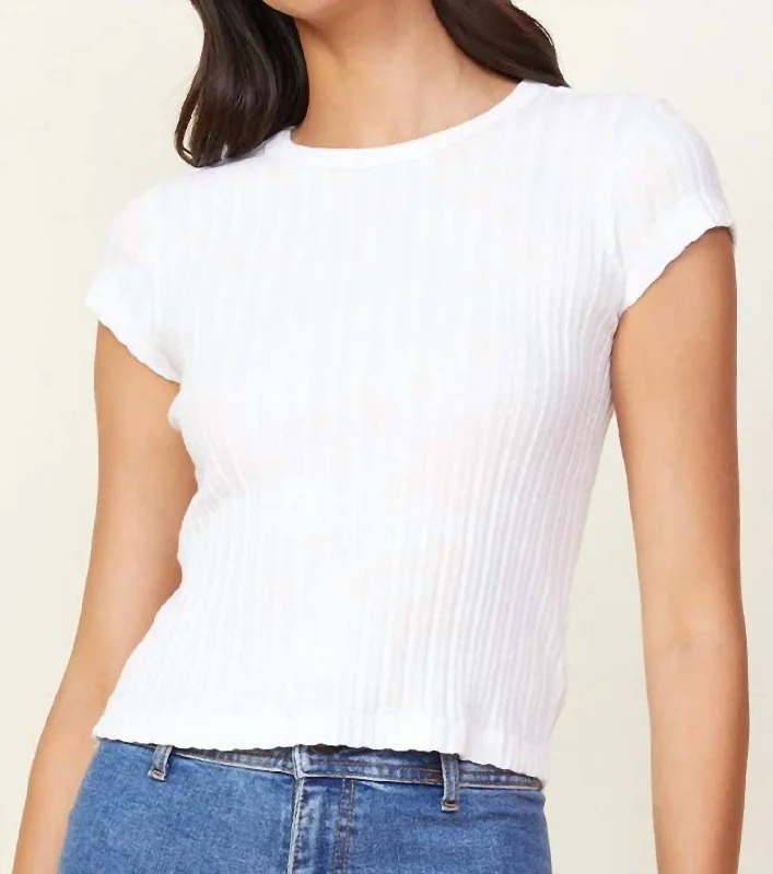 Cropped T-ShirtsCable Rib Mini Tee In Coconut