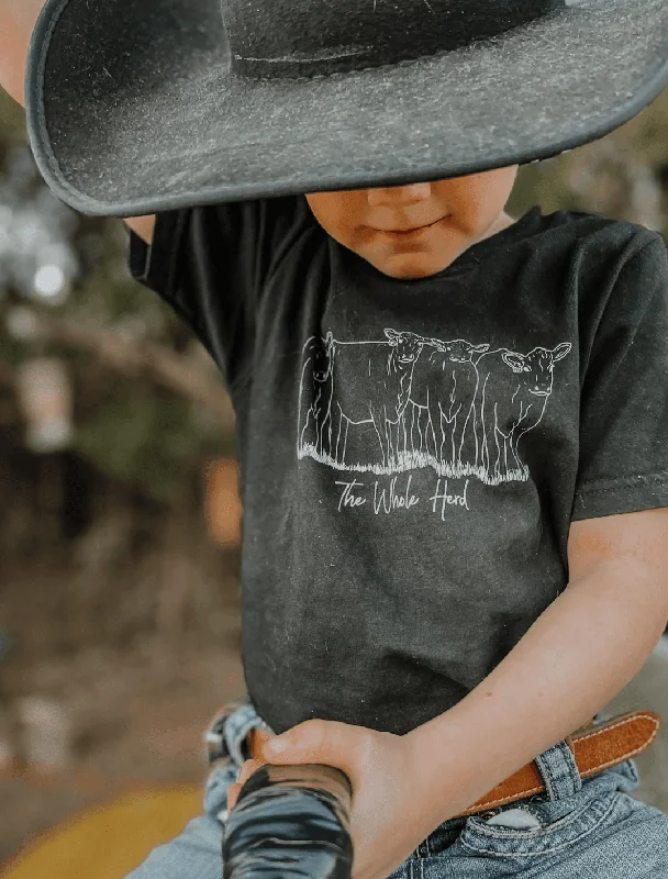 Vintage T-ShirtsThe Whole Herd Youth Black & White The Herd Western Tee WHBWTH