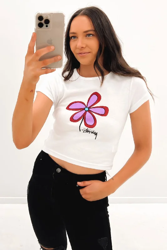 French Terry T-ShirtsFlower Rib Tee White