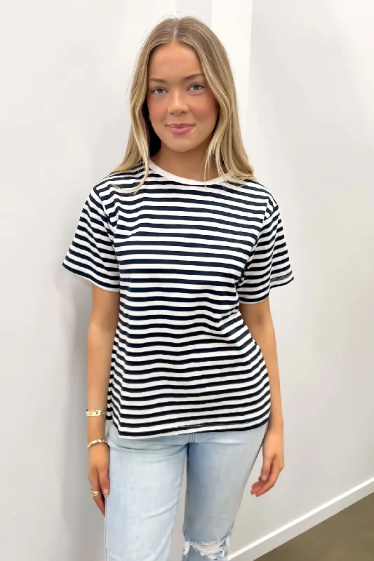 Hooded T-ShirtsMarlie Tee Black White Stripe