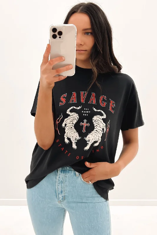 Polyester T-ShirtsSavage Tee Washed Black