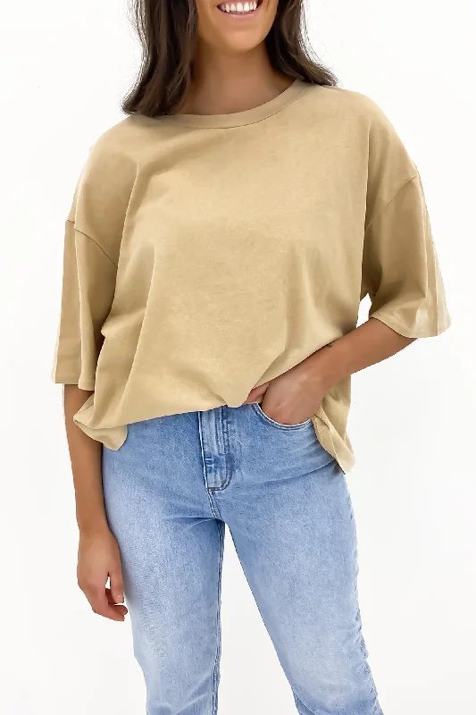 Asymmetrical T-ShirtsSophie Boxy Tee Tan