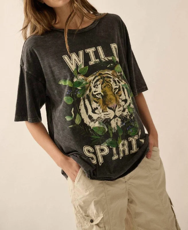 Velvet T-ShirtsWild Spirit Vintage Graphic Tee In Charcoal